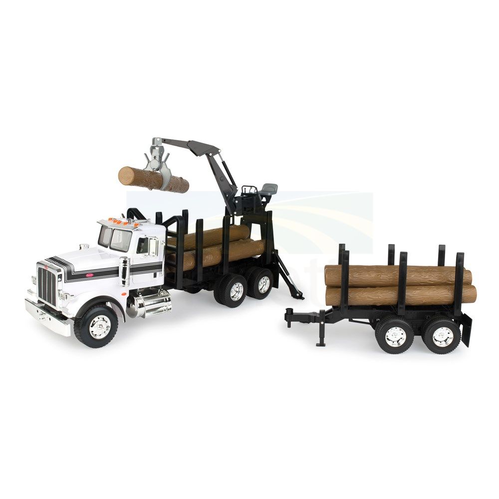 1:16 Big Farm Peterbilt Model 367 Log Truck with Pup Trailer and Logs 46720