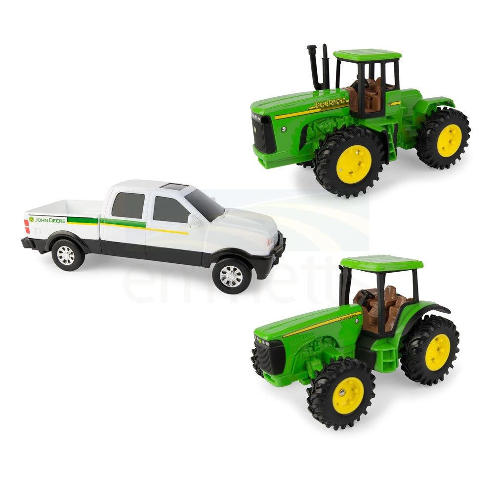 John Deere 3 Piece 20cm Vehicle Value Set; Pickup Truck, 4WD Tractor & Row Crop Tractor 35865
