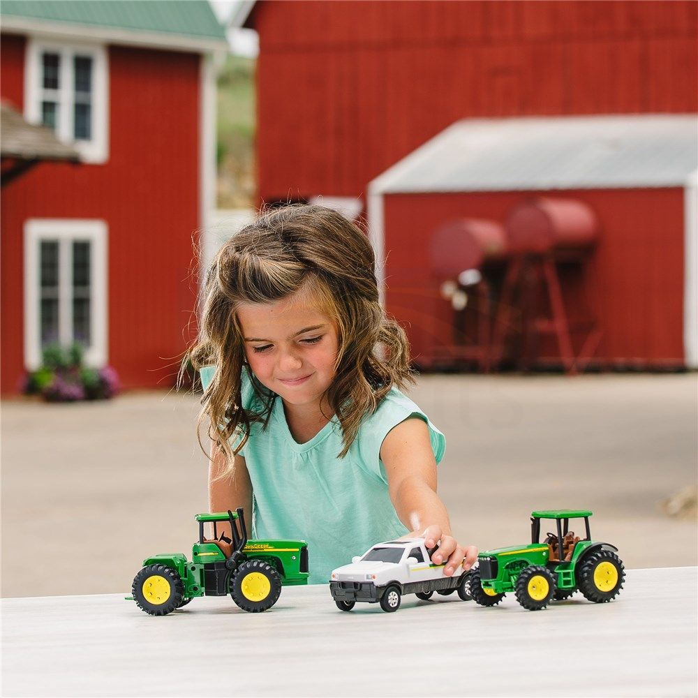 John Deere 3 Piece 20cm Vehicle Value Set; Pickup Truck, 4WD Tractor & Row Crop Tractor 35865