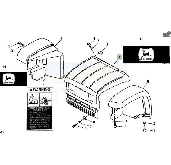 thumbnail image 2 of John Deere Hood – Green – AM133003 – Genuine OEM Part 2 of 4