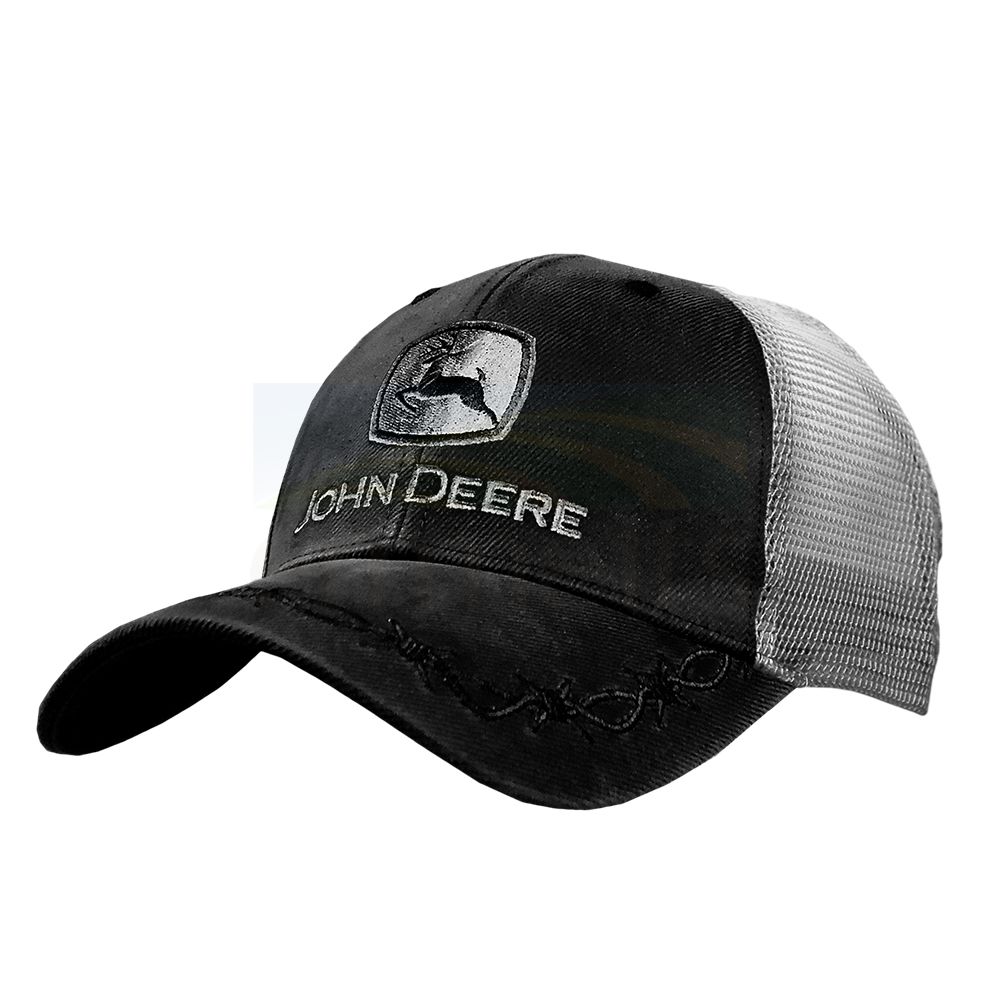John Deere Barbed Wire Peaked Oilskin Look Hat 13080449 J15A-02WS-JDR-1VJ