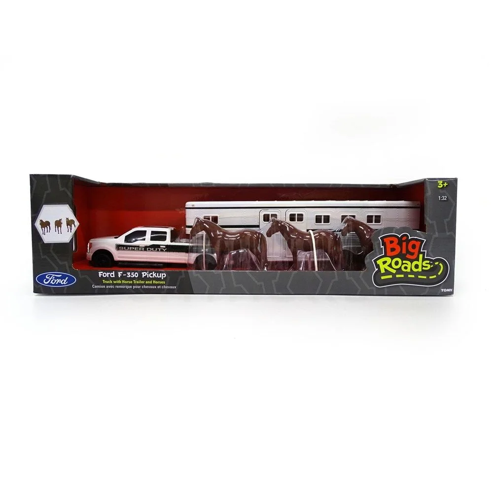 1:32 Horse Set with Ford F-350 Pickup, Trailer & Animals 46800