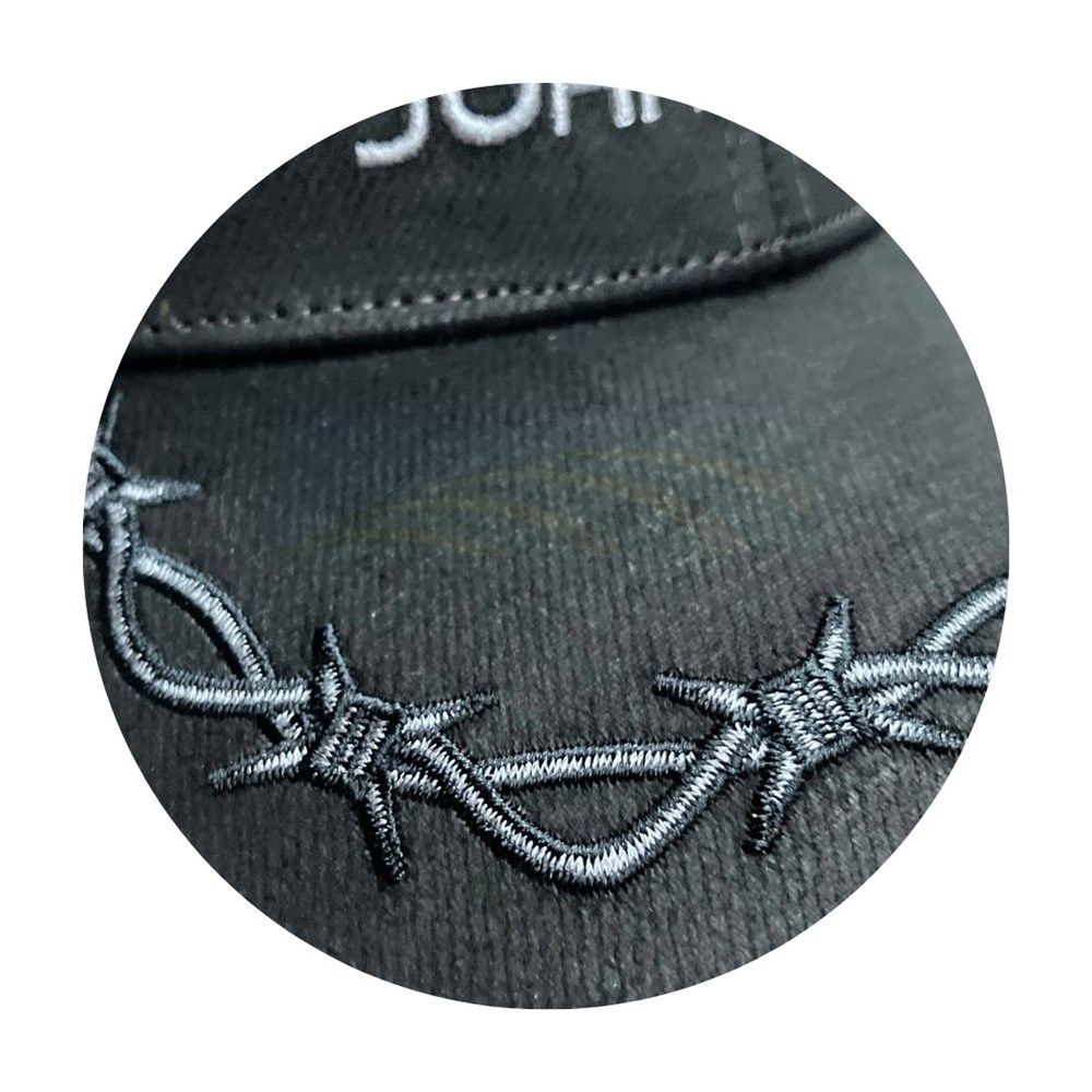 John Deere Barbed Wire Peaked Oilskin Look Cap 13080449 J15A-02WS-JDR-1VJ