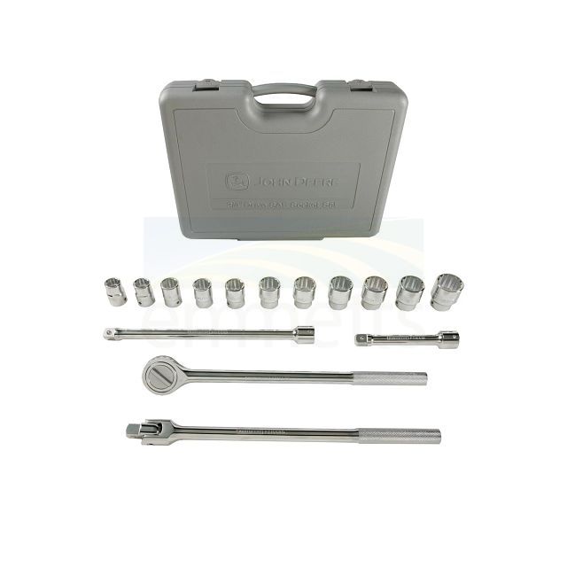 John Deere SAE 3/4-in. 15-Piece Drive Socket Set in Blow-Moulded Case TY19926