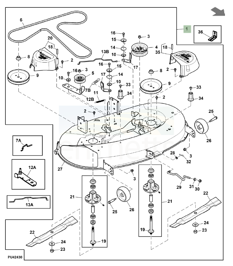 100 Series 42 Inch Complete Mower Deck BUC11055 Emmetts Shop