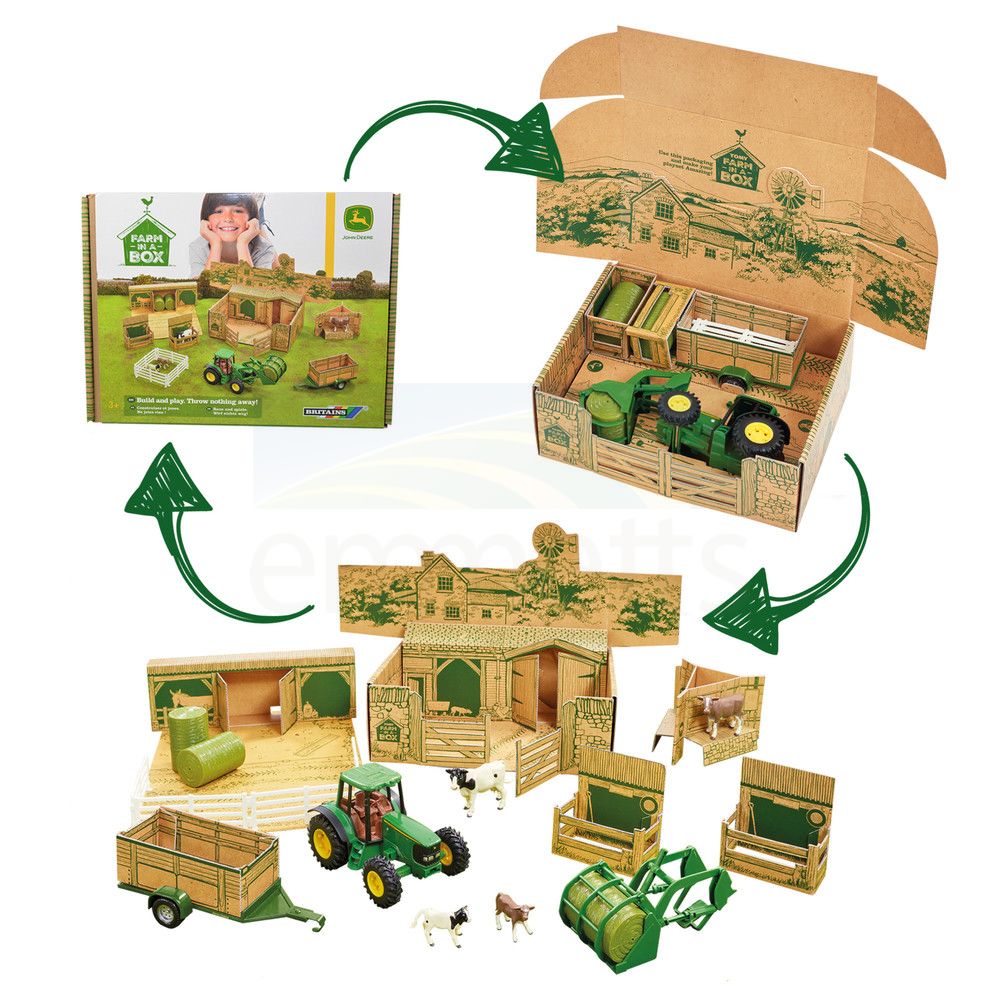 John Deere Farm in a Box Set with 20cm Tractor 43257