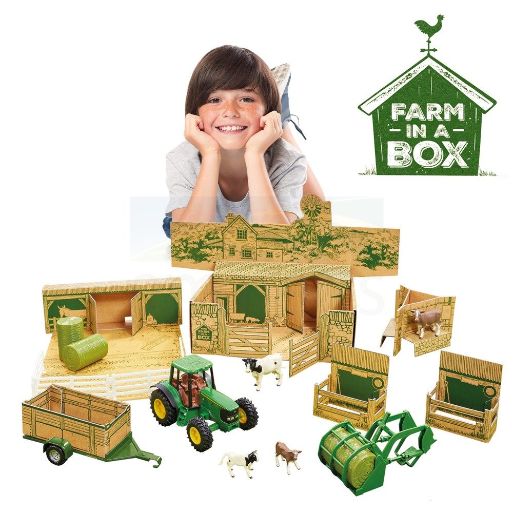 John Deere Farm in a Box Set with 20cm Tractor 43257