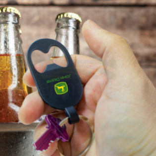 John Deere Black Bottle Opener Key Chain with AG Logo JOH446