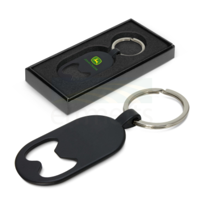 John Deere Black Bottle Opener Key Chain with AG Logo JOH446