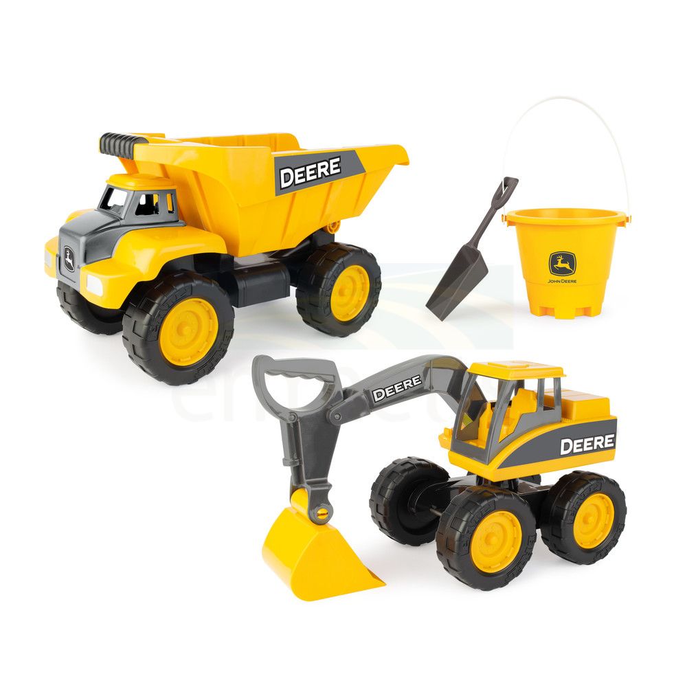 John Deere Big Scoop 38CM Construction 2PK Dump Truck & Excavator with Bonus Bucket and Shovel 47187