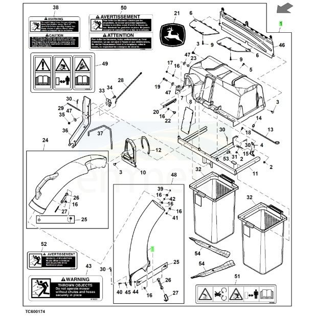 Material Collection Hopper Assembly 2 Bag 6.5 Bushel BUC10284