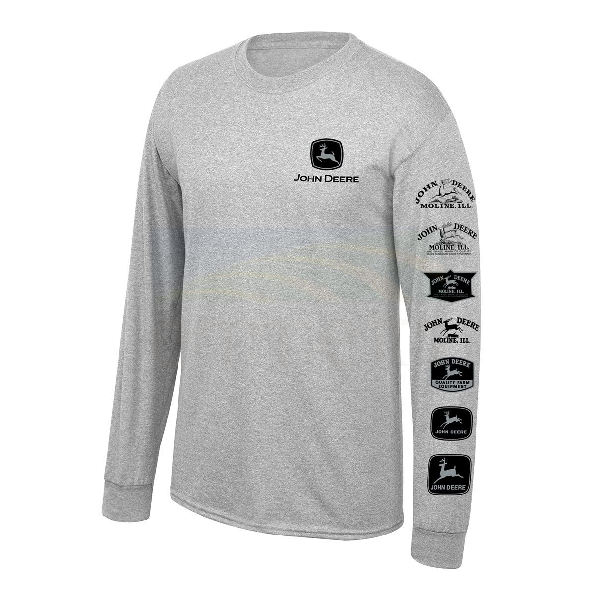 John Deere Men's Grey/Olivey Longsleeve Shirt with Vintage Logos Sleeve 14102046OX