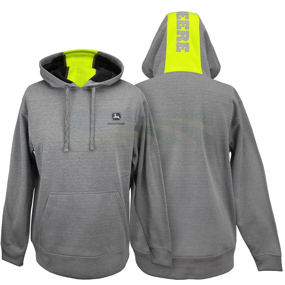 John Deere Men s Charcoal Hi Vis Poly Fleece Hoodie 14472061CH