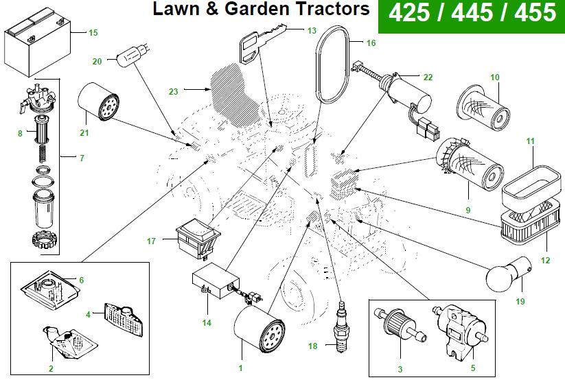 John deere 425 lawn online tractor parts