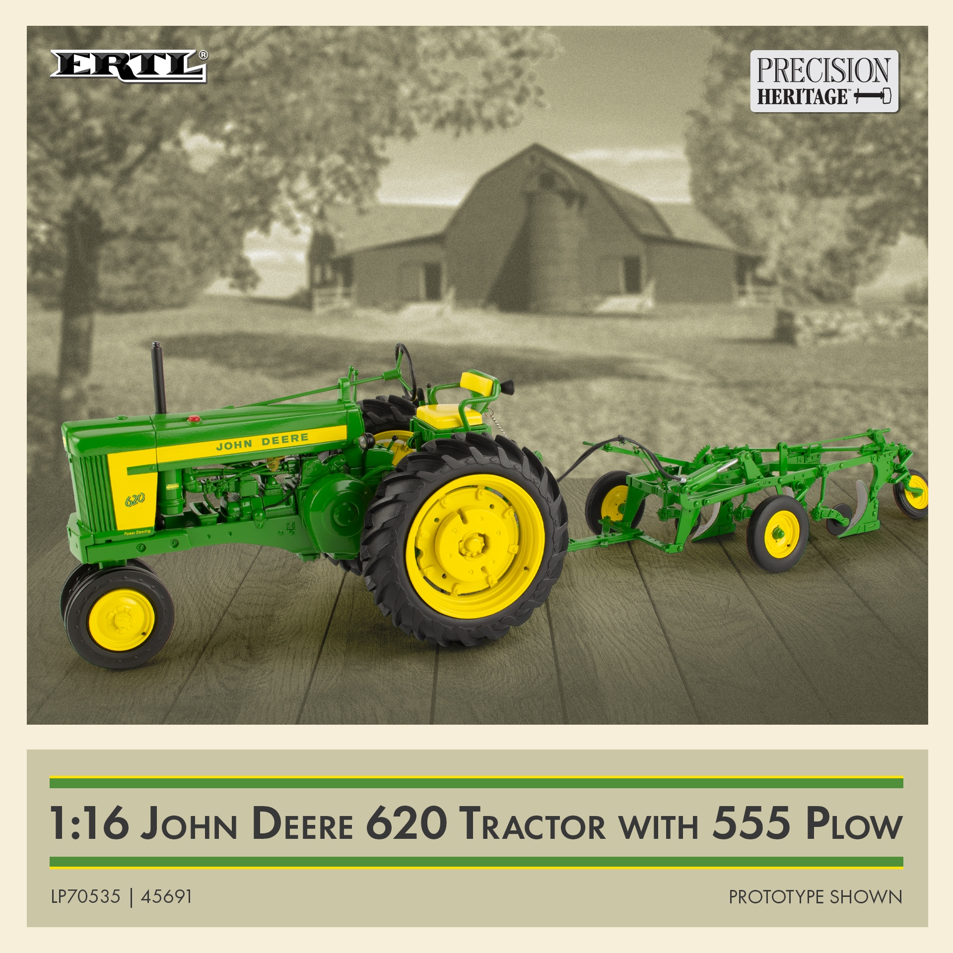 1:16 John Deere 620 Tractor with 555 Plow 45691
