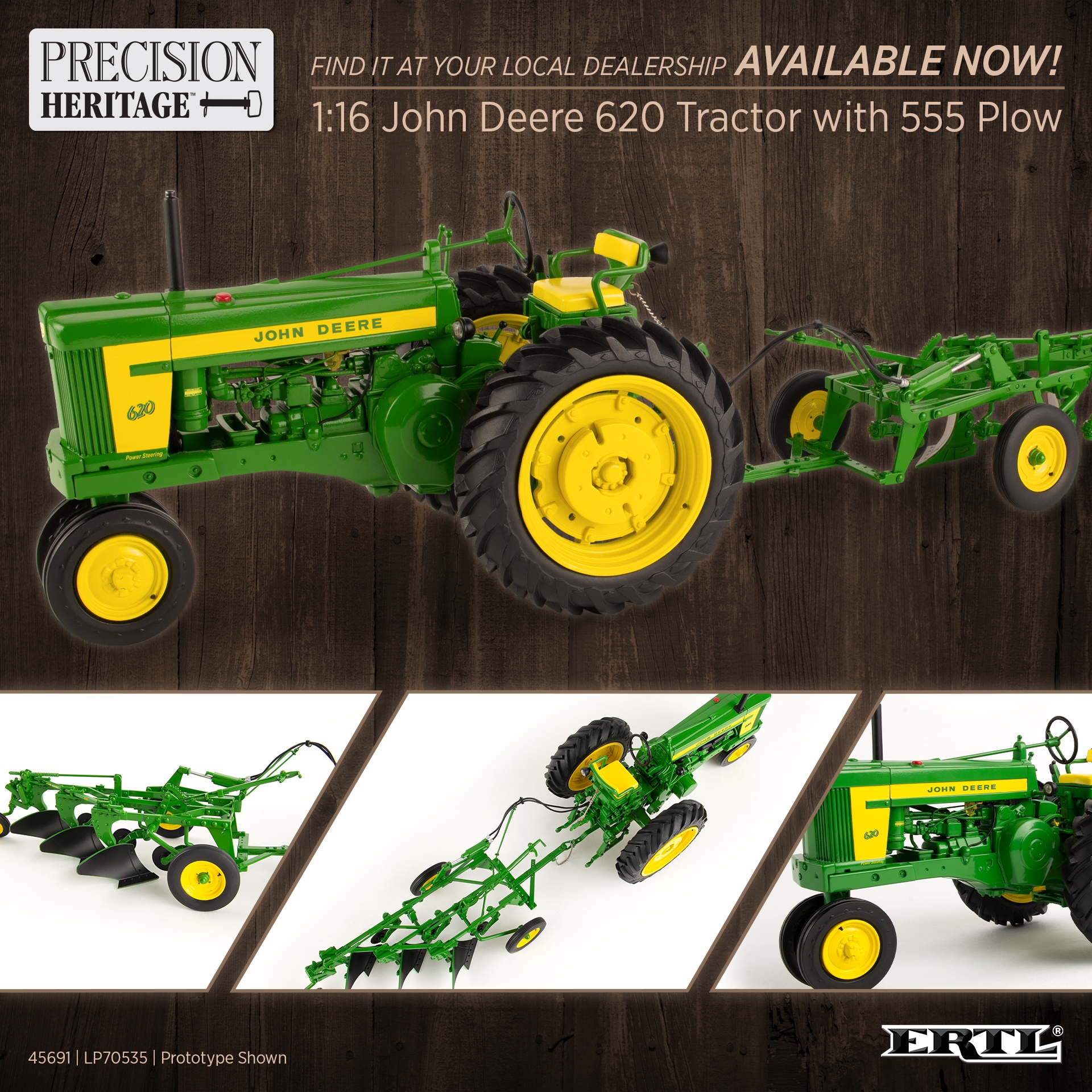 1:16 John Deere 620 Tractor with 555 Plow 45691