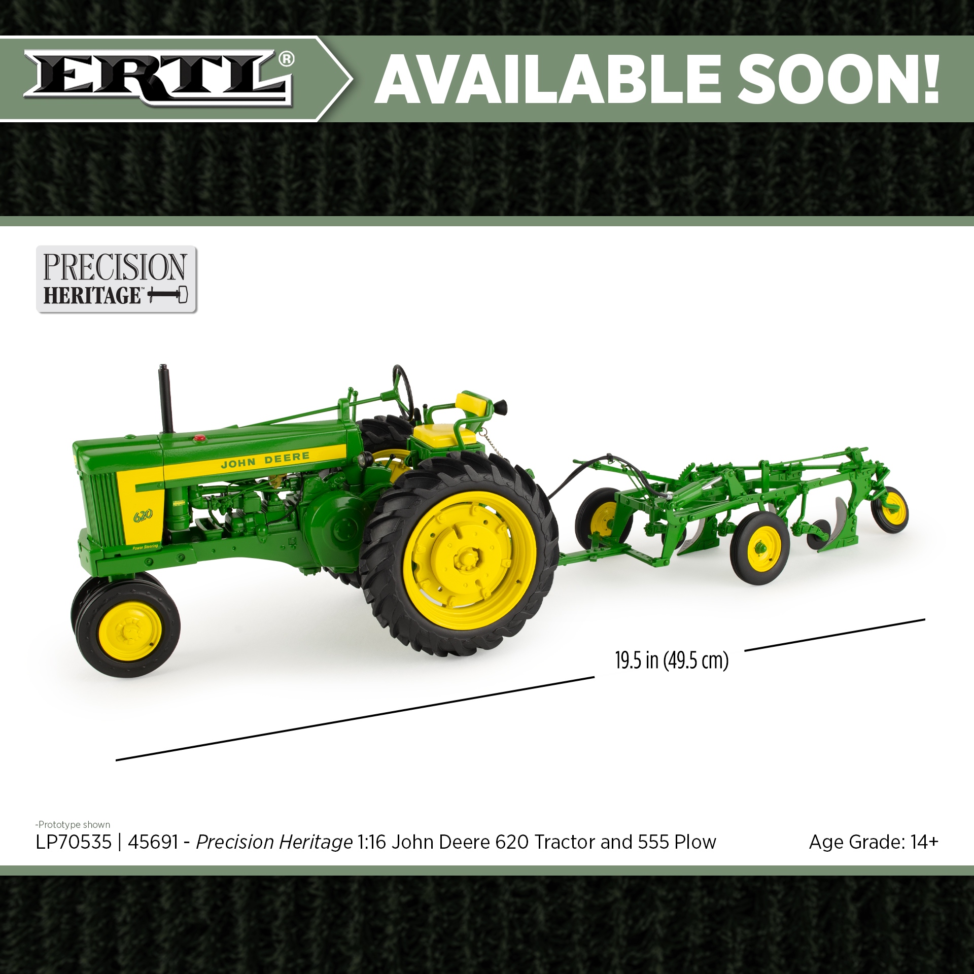 1:16 John Deere 620 Tractor with 555 Plow 45691