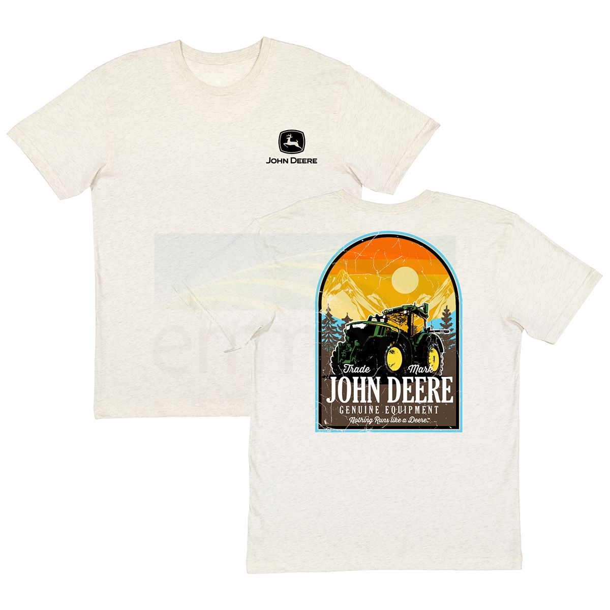 John Deere Men's Oatmeal Sunset Tractor T-Shirt 13282225OM