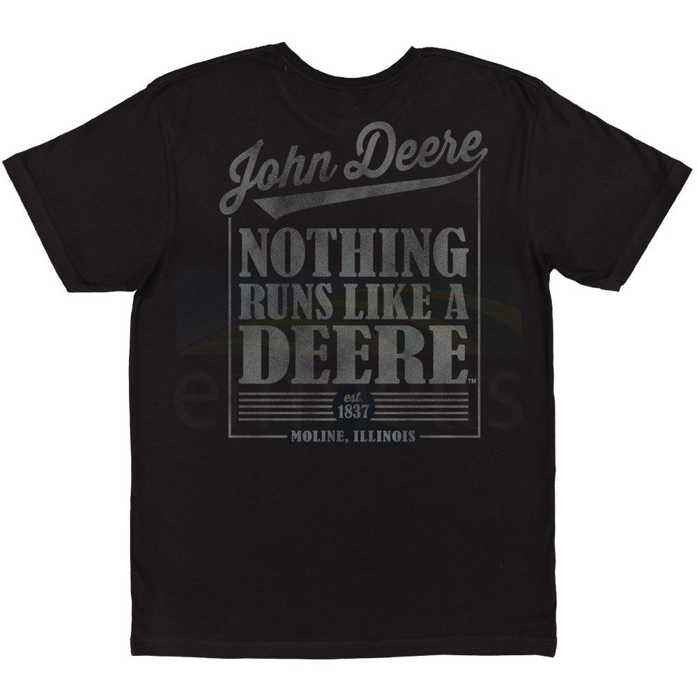 John Deere Black "Nothing Runs Like A Deere" Graphic TShirt 13002189BK Emmetts Shop