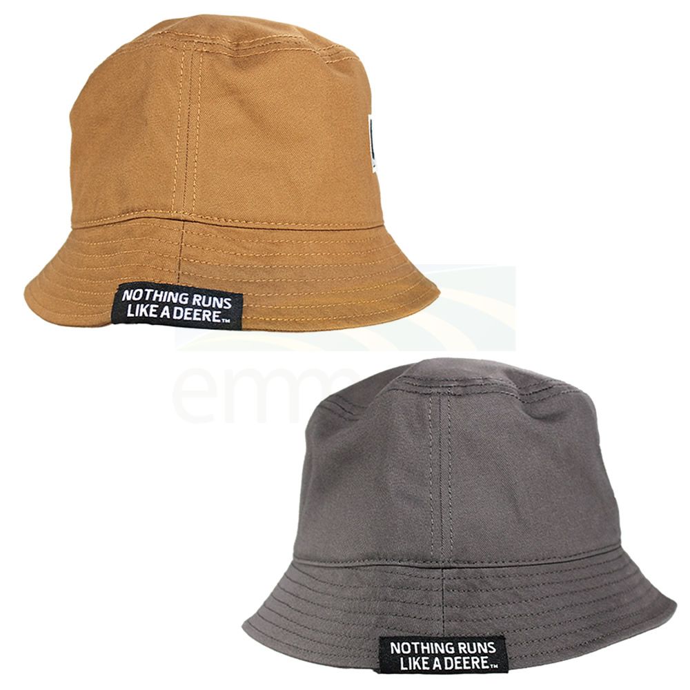 John Deere Logo Patch Brimmed Bucket Hat, Brown or Charcoal 14430878