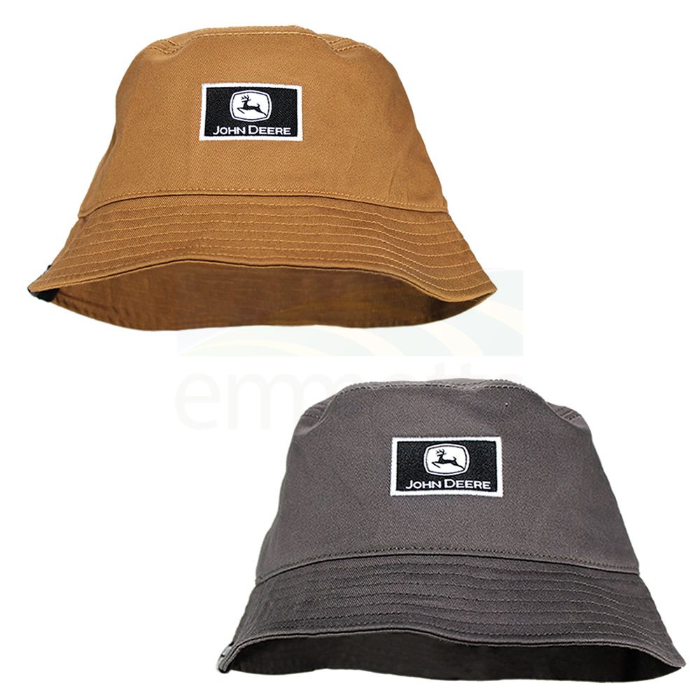John Deere Logo Patch Brimmed Bucket Hat, Brown or Charcoal 14430878