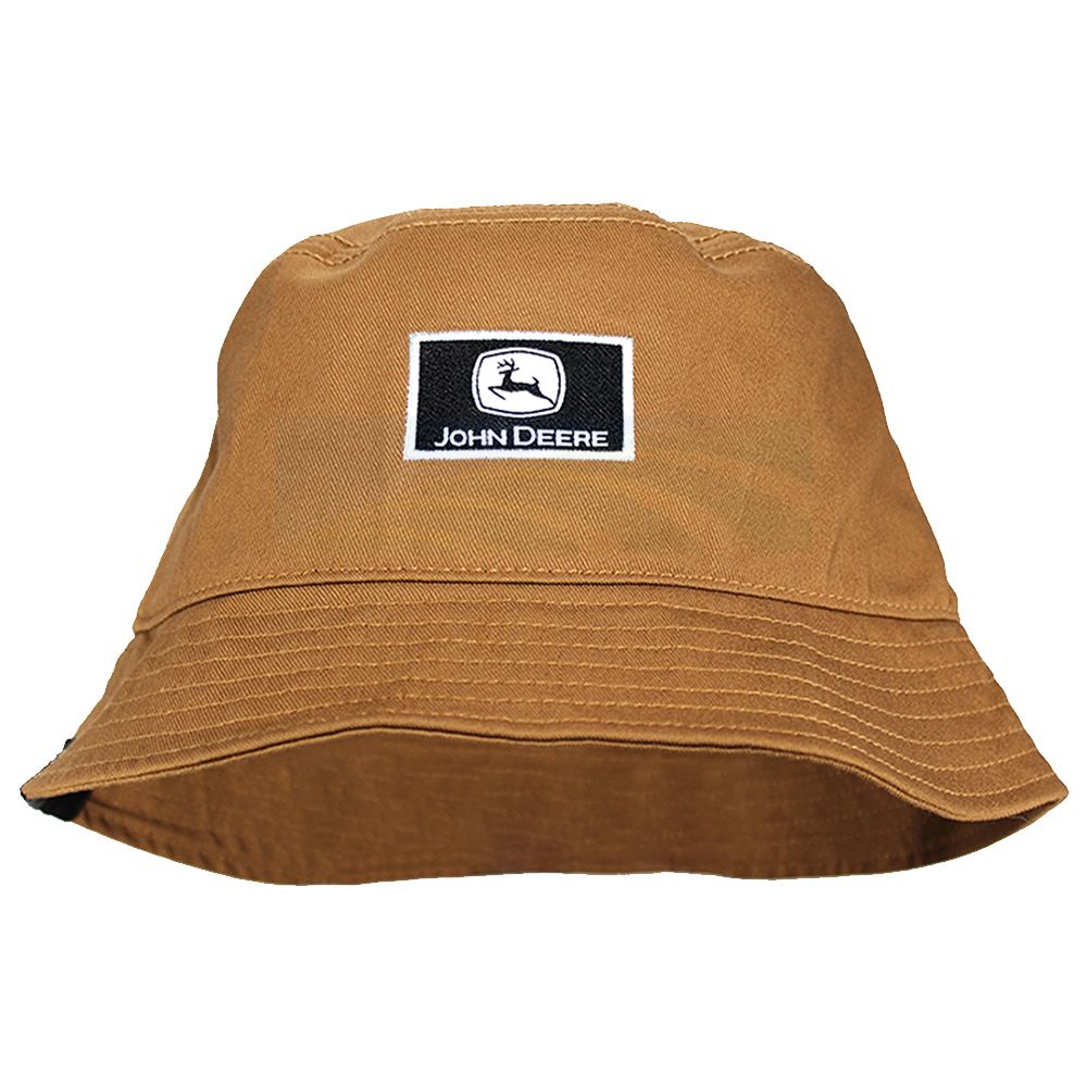 John Deere Logo Patch Brimmed Bucket Hat, Brown or Charcoal 14430878