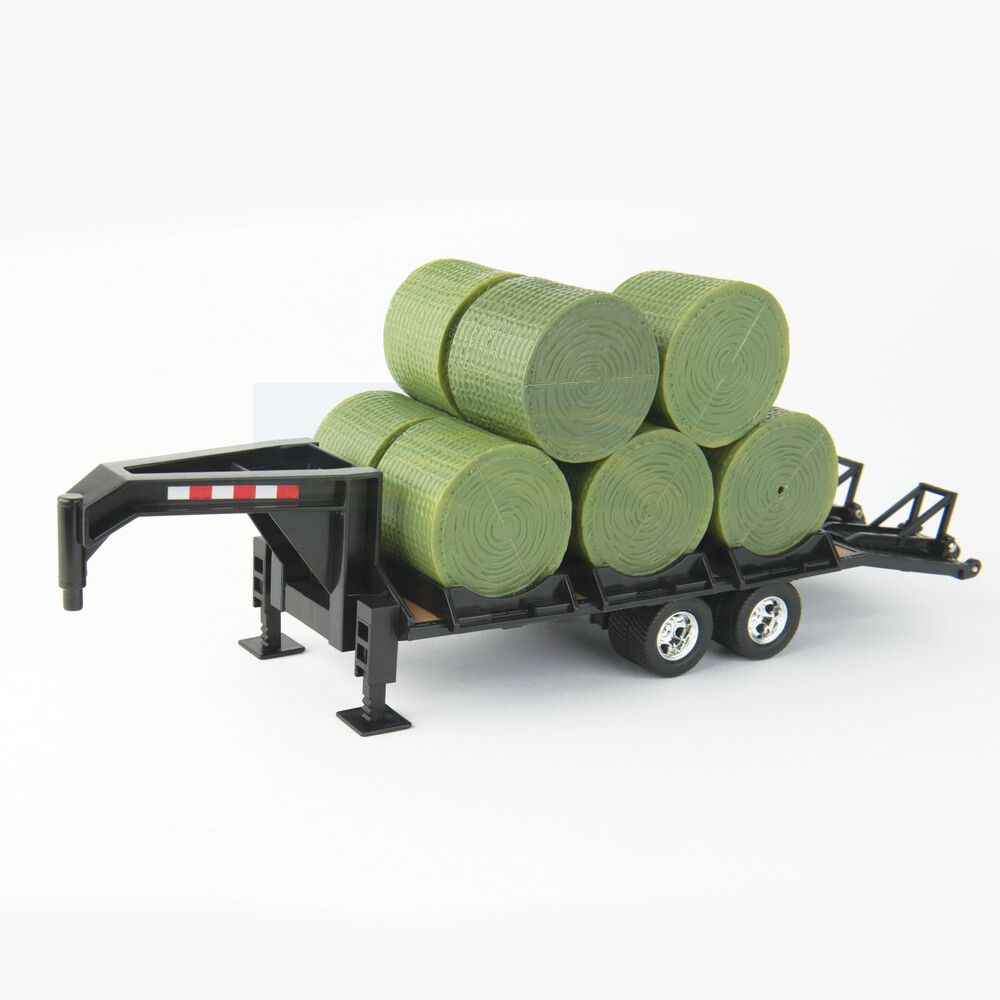 1:32 John Deere Round Bale Hauling Set with 2017 Ford F-350 and Trailer 47435
