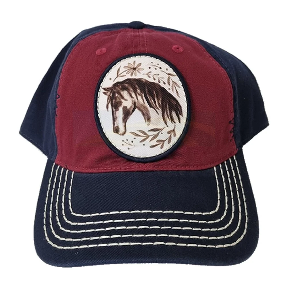 John Deere Navy & Burgundy Watercolour Horse All Twill Cap D23080943BY00