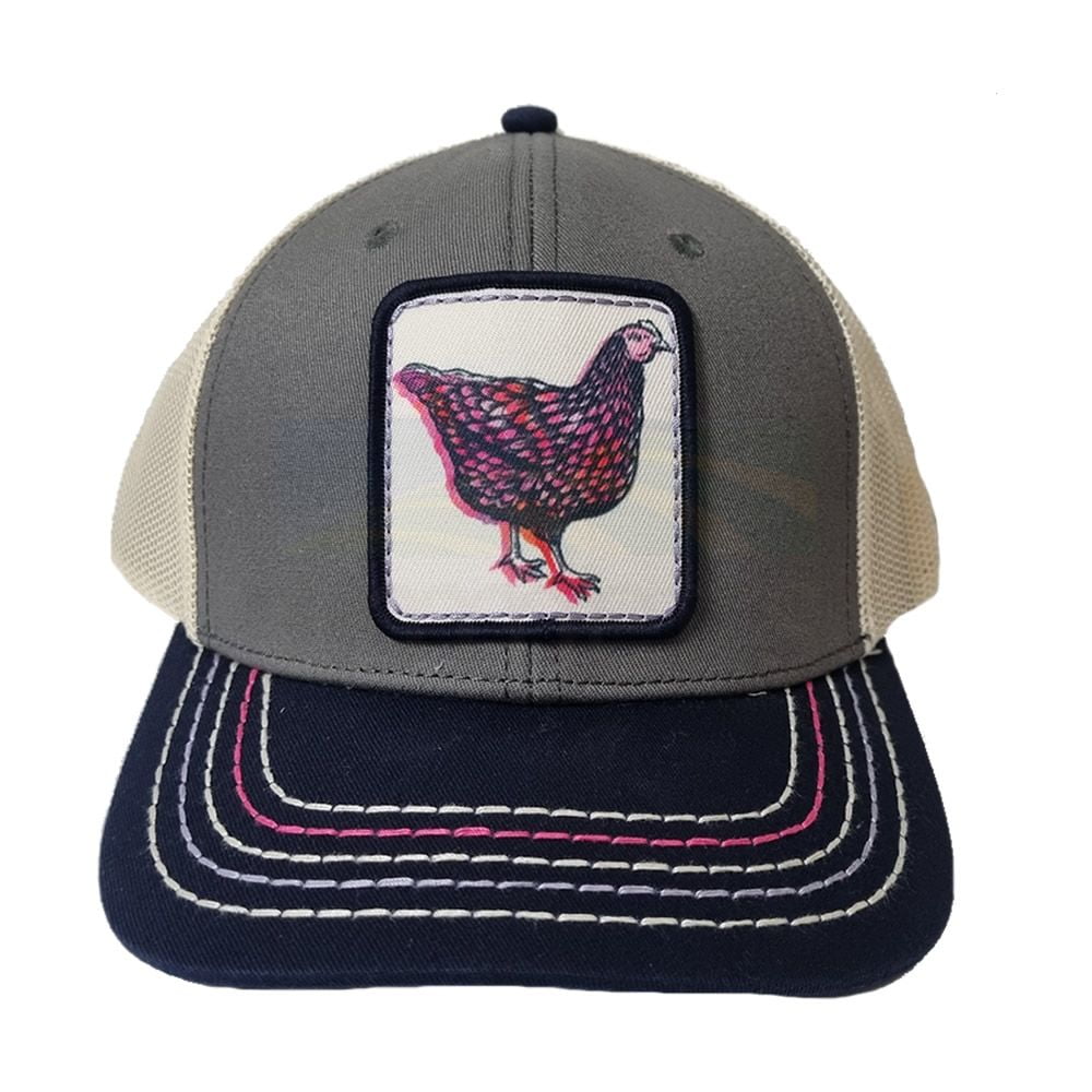 John Deere Grey with Watercolour Chicken Patch, Navy Peak & Cream Mesh Back Cap D23088587OX00