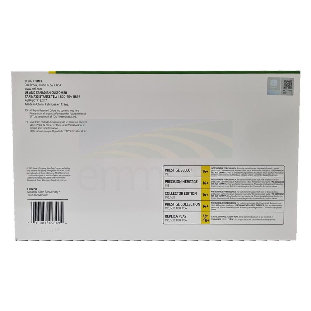 1:16 John Deere Model D Tractor 100th Anniversary with Diorama Base 45849OTP