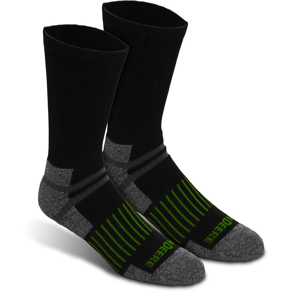 John Deere 3PK of Black & Grey Crew Work Socks Men's 8-12 JD57410BKCAU