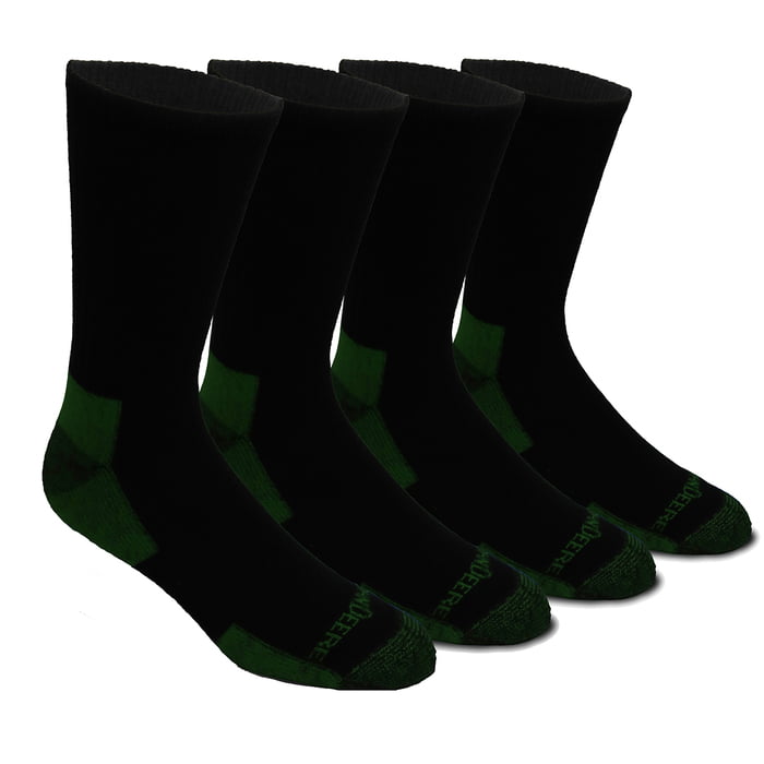 John Deere 4PK of Black & Green Crew Work Socks Men's 8-12 JD90910BKCAU
