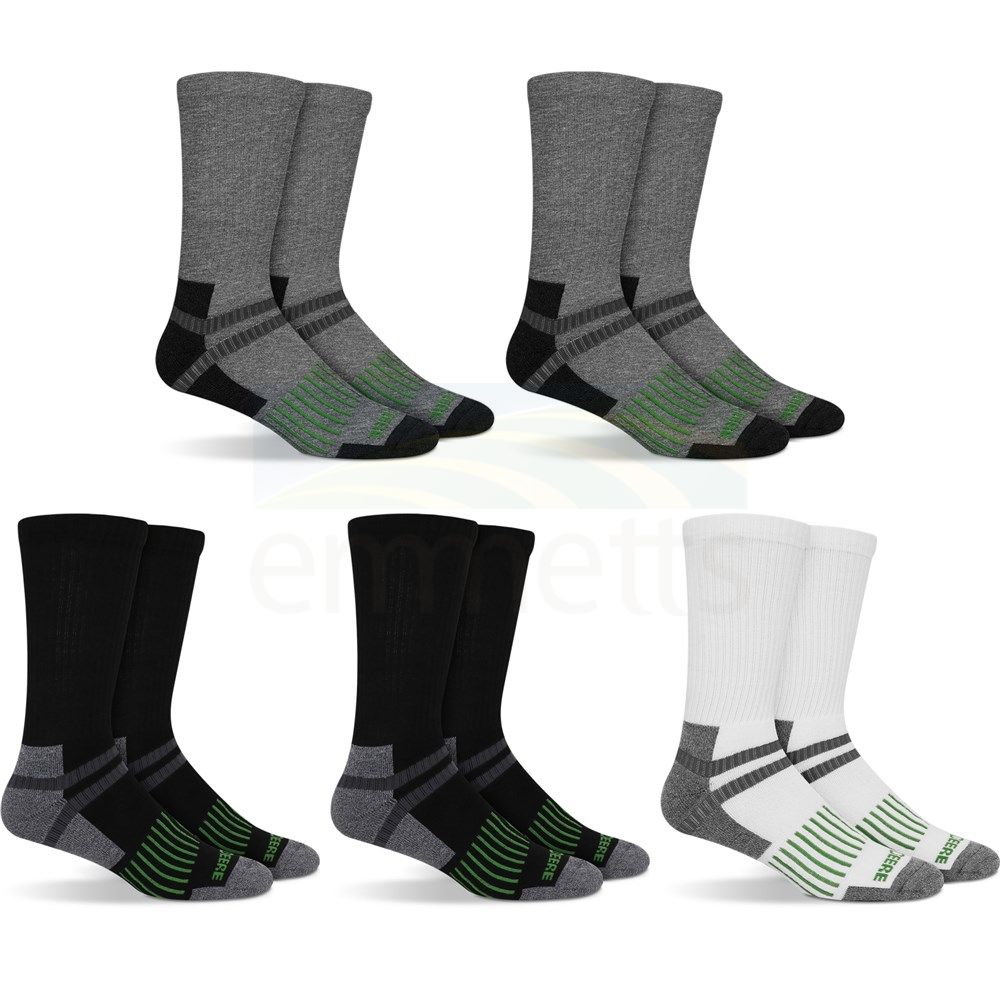John Deere 5PK of Crew Work Socks JD1181KHW10CAU