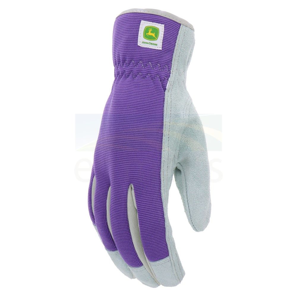 John Deere Women's Purple Cowhide Spandex Gloves JD86019