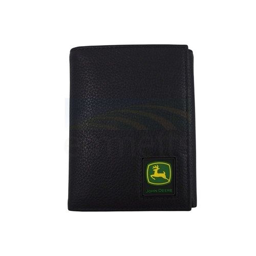 John Deere Pebble Grain Leather Tri-Fold Wallet with Trademark Logo 4012000