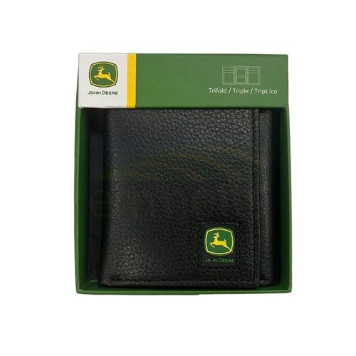 John Deere Pebble Grain Leather Tri-Fold Wallet with Trademark Logo 4012000