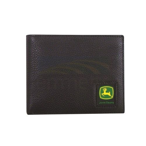 John Deere Pebble Grain Leather Bi-Fold Wallet with Trademark Logo 4013000