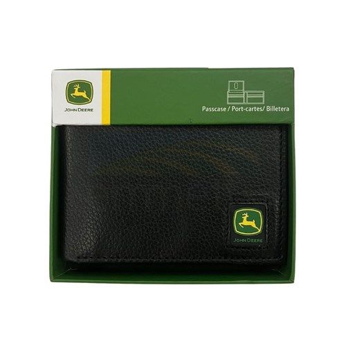 John Deere Pebble Grain Leather Bi-Fold Wallet with Trademark Logo 4013000