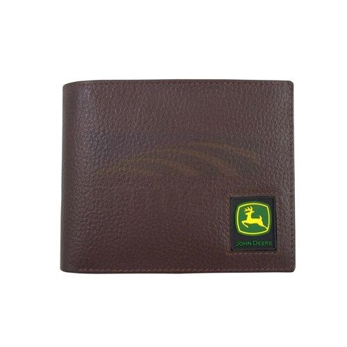 John Deere Pebble Grain Leather Bi-Fold Wallet with Trademark Logo 4013000
