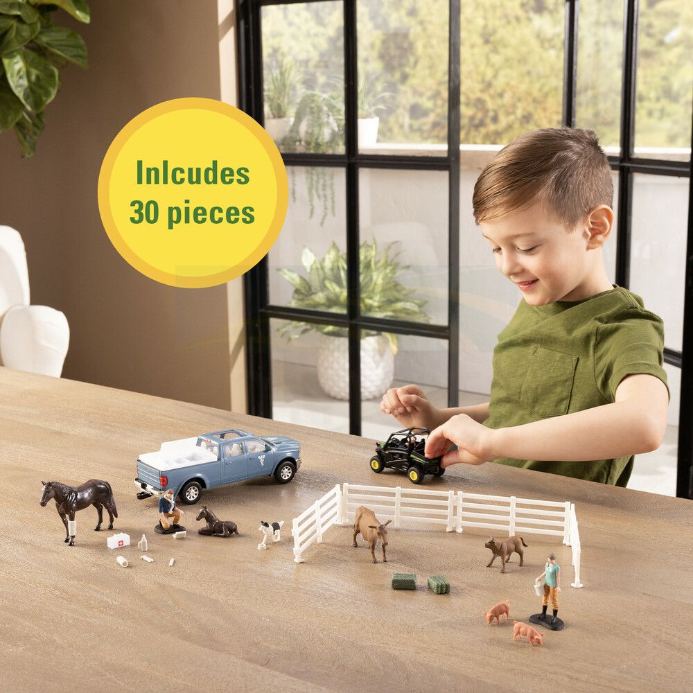 1:32 John Deere On The Farm Vet Set; Pickup Truck, Gator, Figures, Animals & Accessories 47552