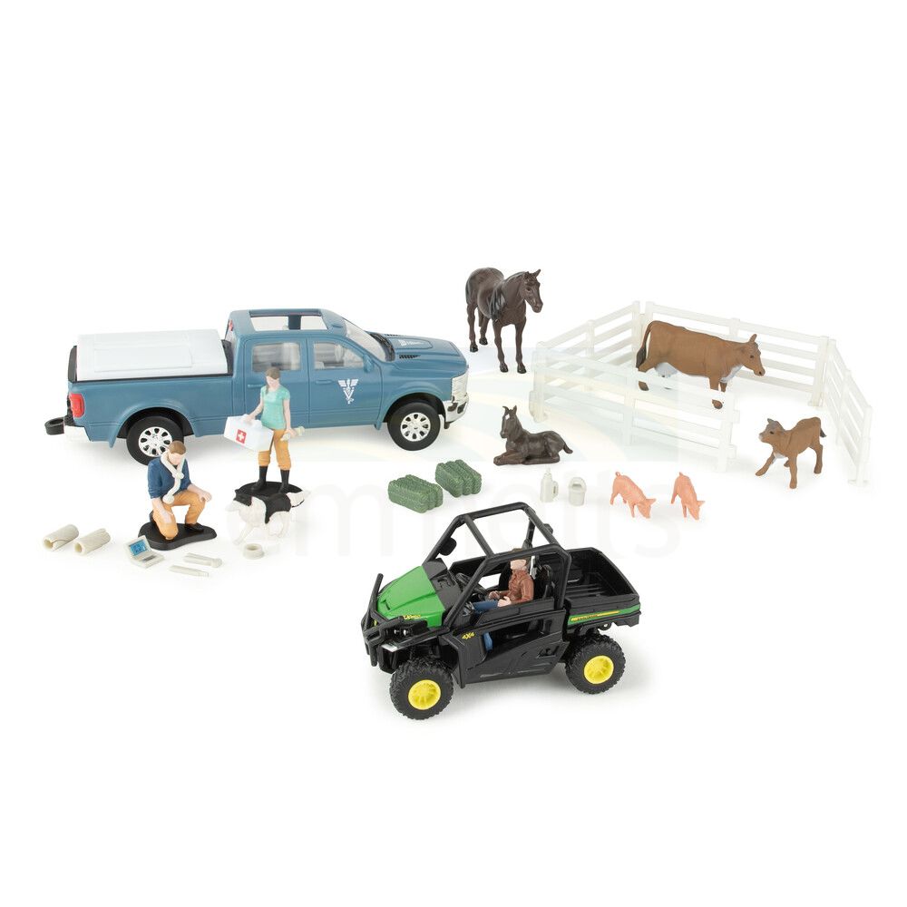 1:32 John Deere On The Farm Vet Set; Pickup Truck, Gator, Figures, Animals & Accessories 47552
