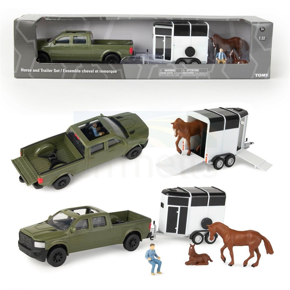 1:32 Horse Trailer Set; Truck, Trailer, Horse, Colt & Driver Figure 47599