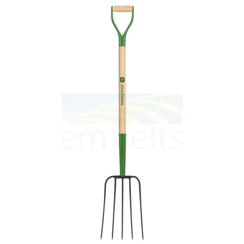 John Deere Manure Fork 5 Tines with 94cm Ash Handle & Steel D-Handle BPJ-5D-JD