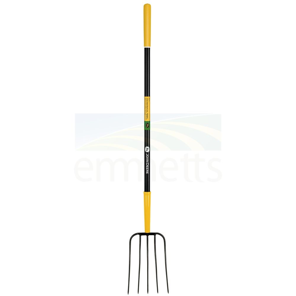 John Deere Manure Fork with 5 Tines, 127cm Fiberglass Handle & Cushion Grip BPJ-5F-JD