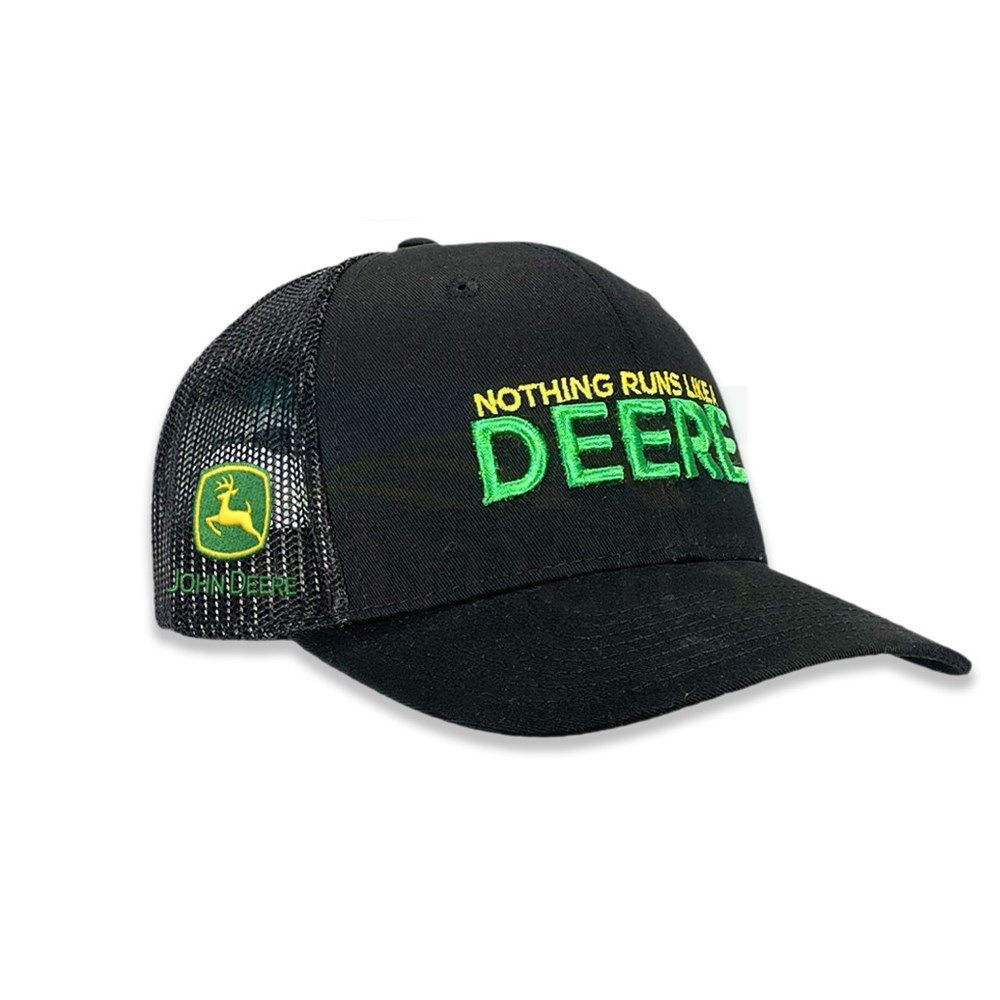 John Deere Black Nothing Runs Like A Deere Trucker Cap with AG Logo on Side JDZO-05YH-JDR-ZXW