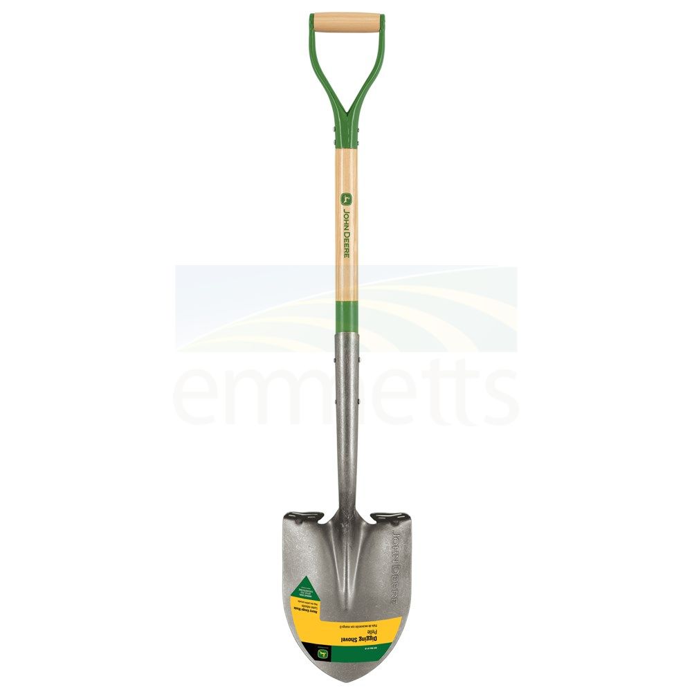 John Deere Round-Point Shovel with Extended Steps & 86cm Steel D-Handle PRY-RBA-SP-JD
