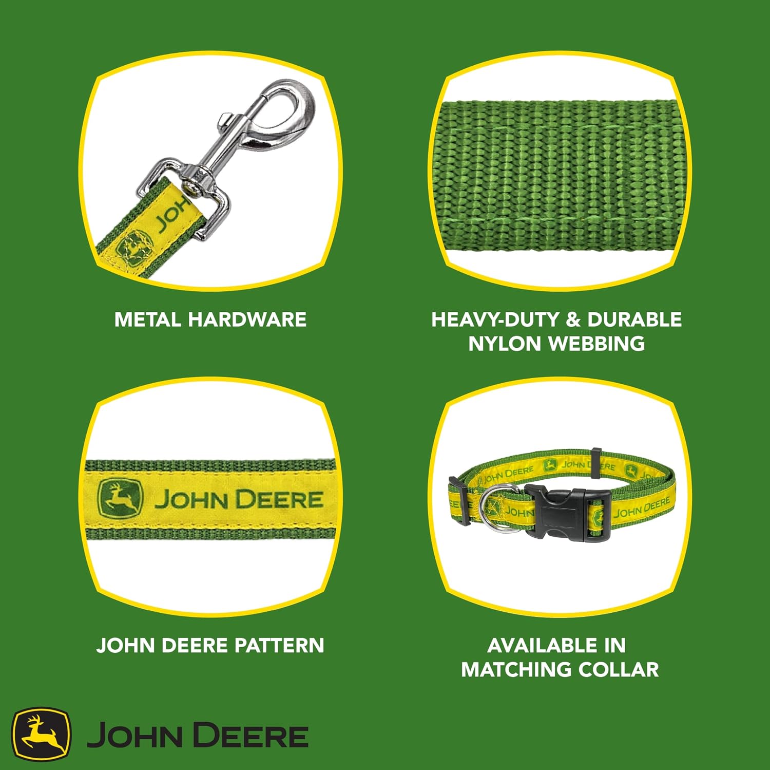 John Deere Green & Yellow Satin Pet Leash JOD-3587