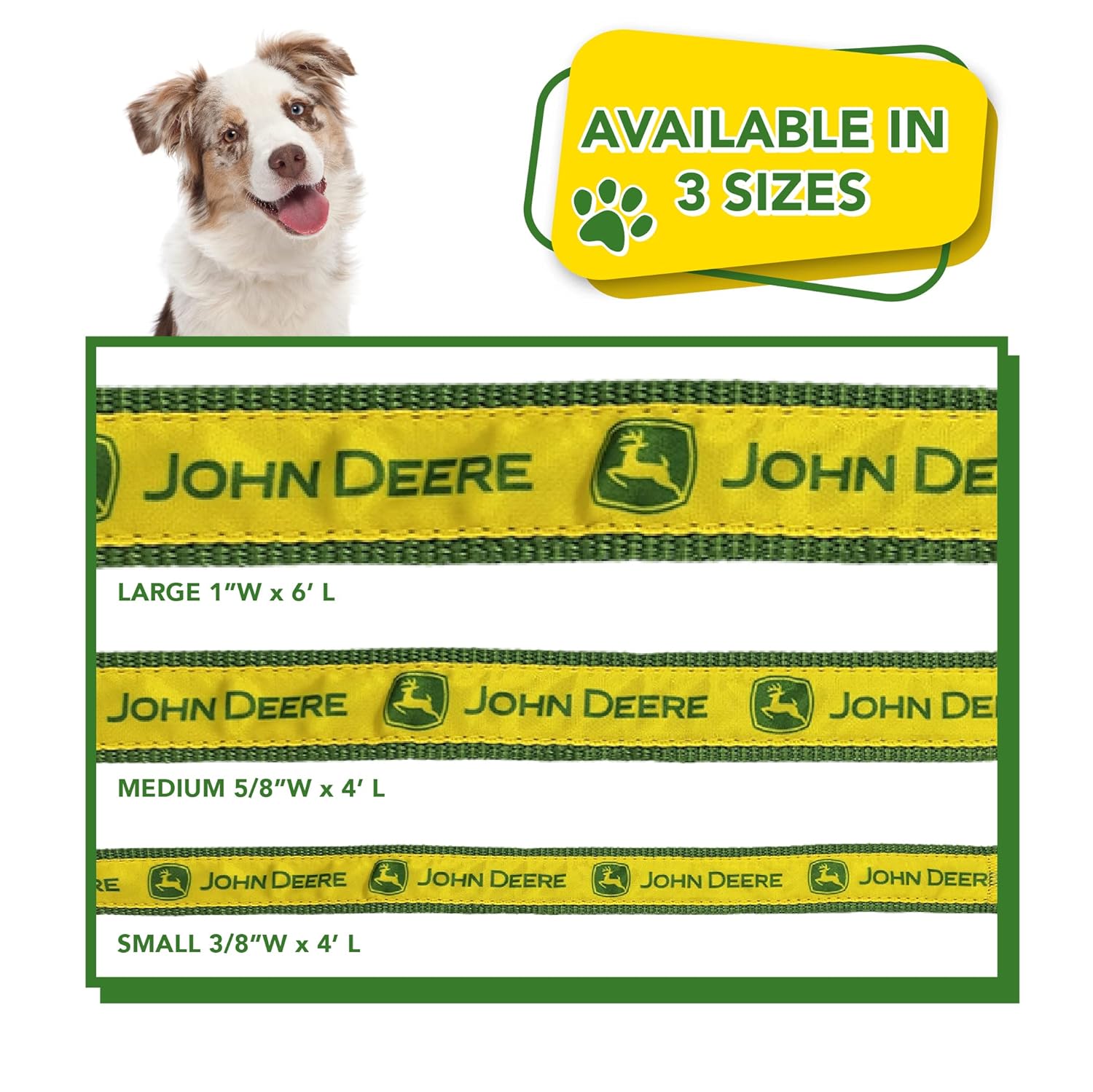 John Deere Green & Yellow Satin Pet Leash JOD-3587