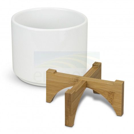 John Deere Ceramic Planter Pot with Bamboo Base JOH754