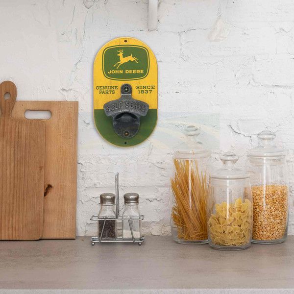 John Deere Vintage Logo Wooden Wall Mounted Bottle Opener 90211533